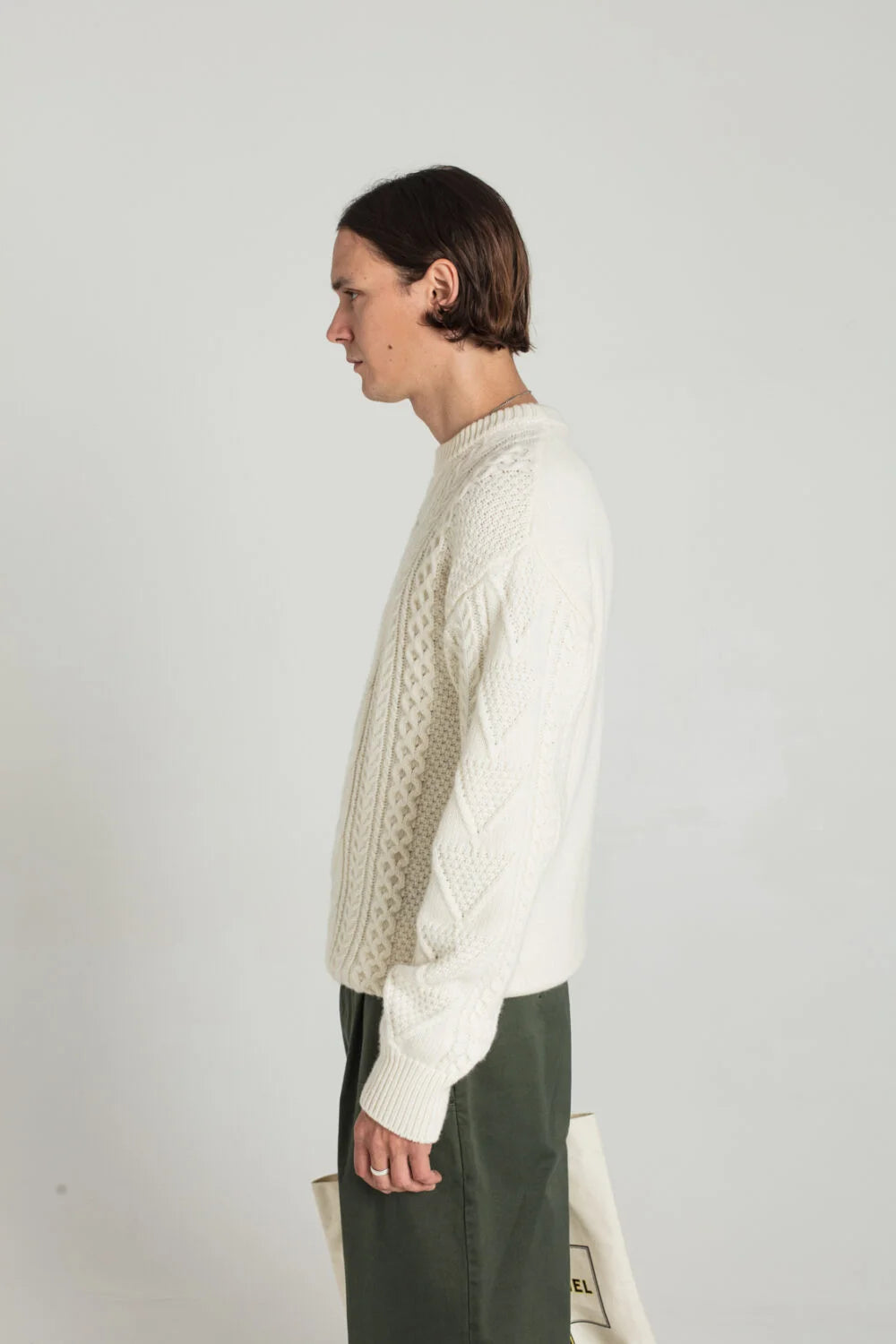 Sandre Cable Sweater — OFF WHITE