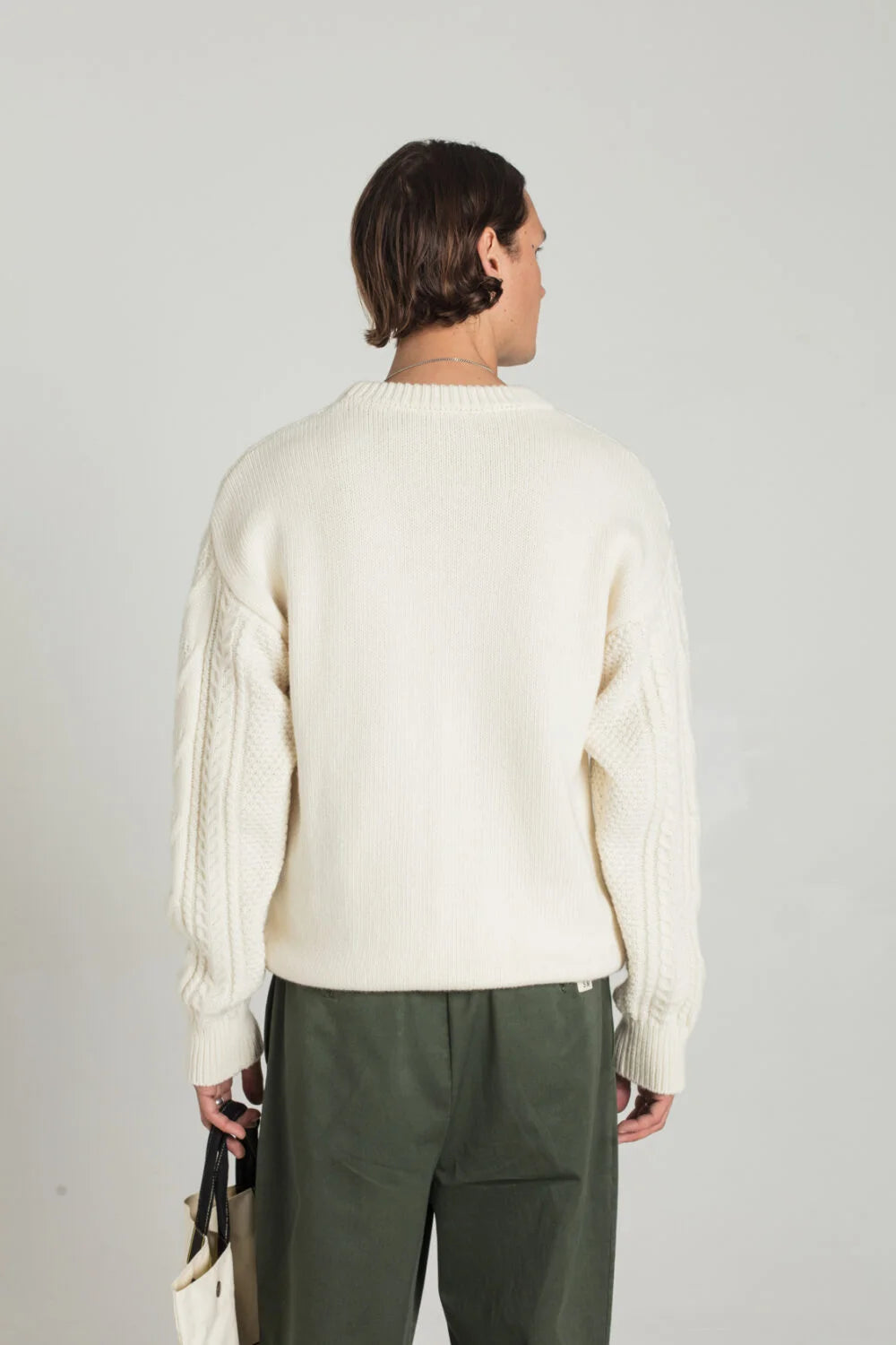 Sandre Cable Sweater — OFF WHITE