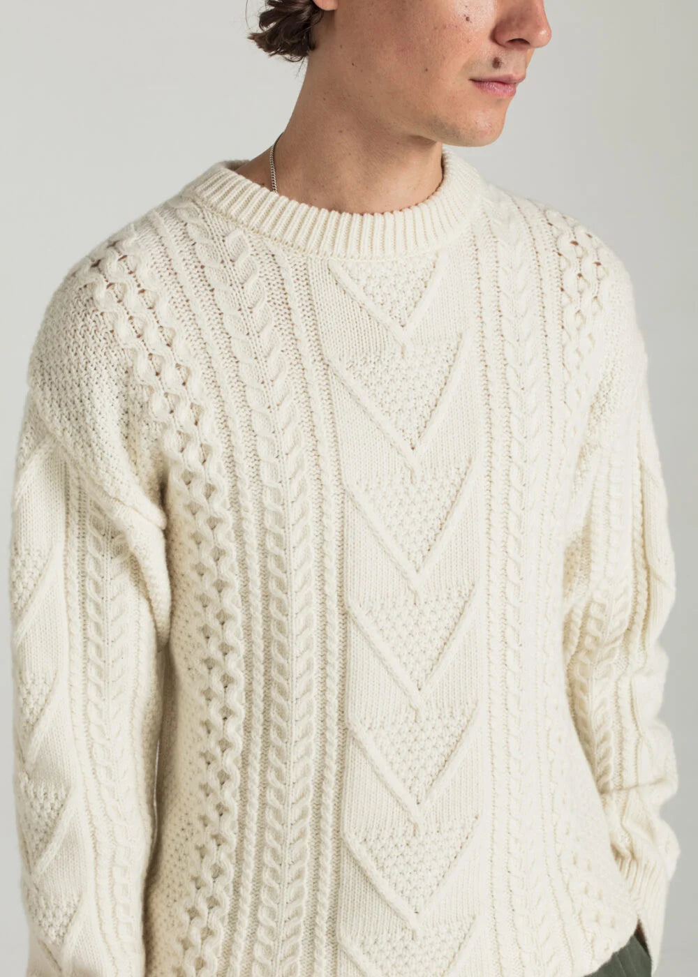 Sandre Cable Sweater — OFF WHITE