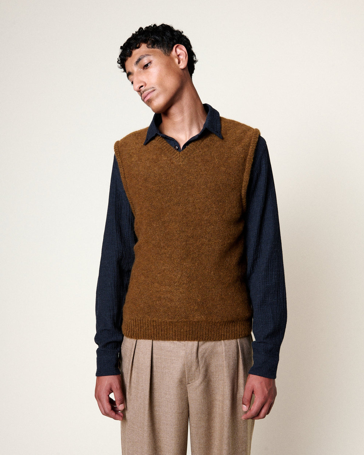 Baby Firas Sleeveless Jumper — COFFEE