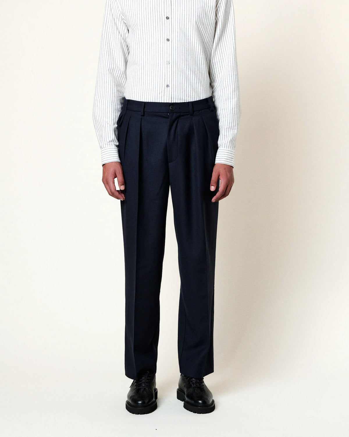 Paulo Sleek Wool Suit Pants — NAVY