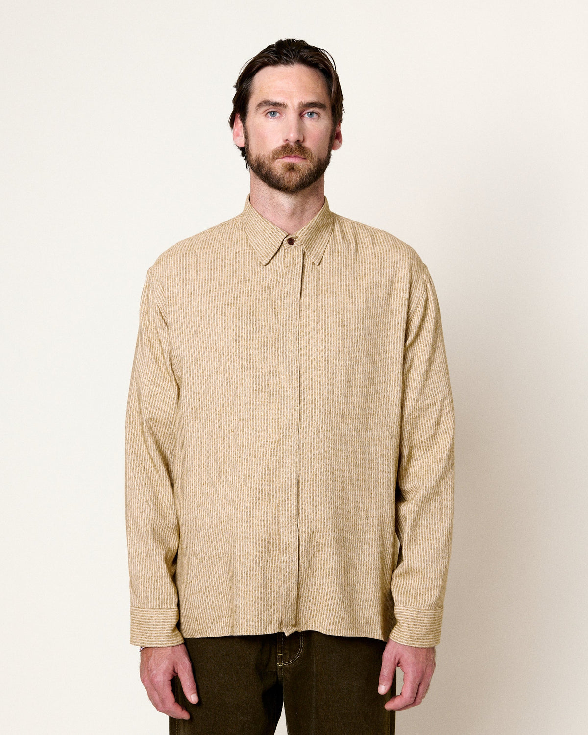 Shadow Speck Shirt — BEIGE STRIPES