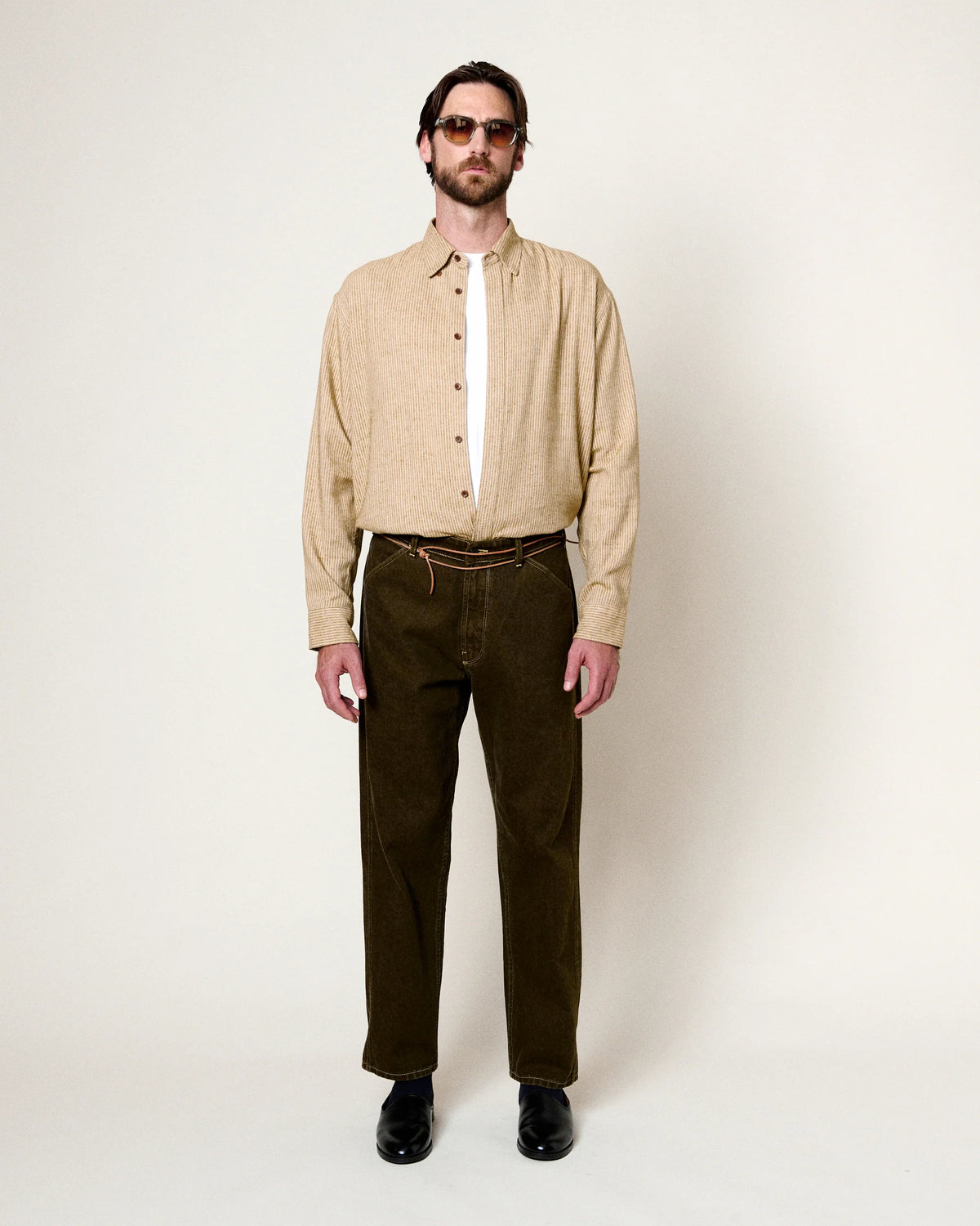 Shadow Speck Shirt — BEIGE STRIPES
