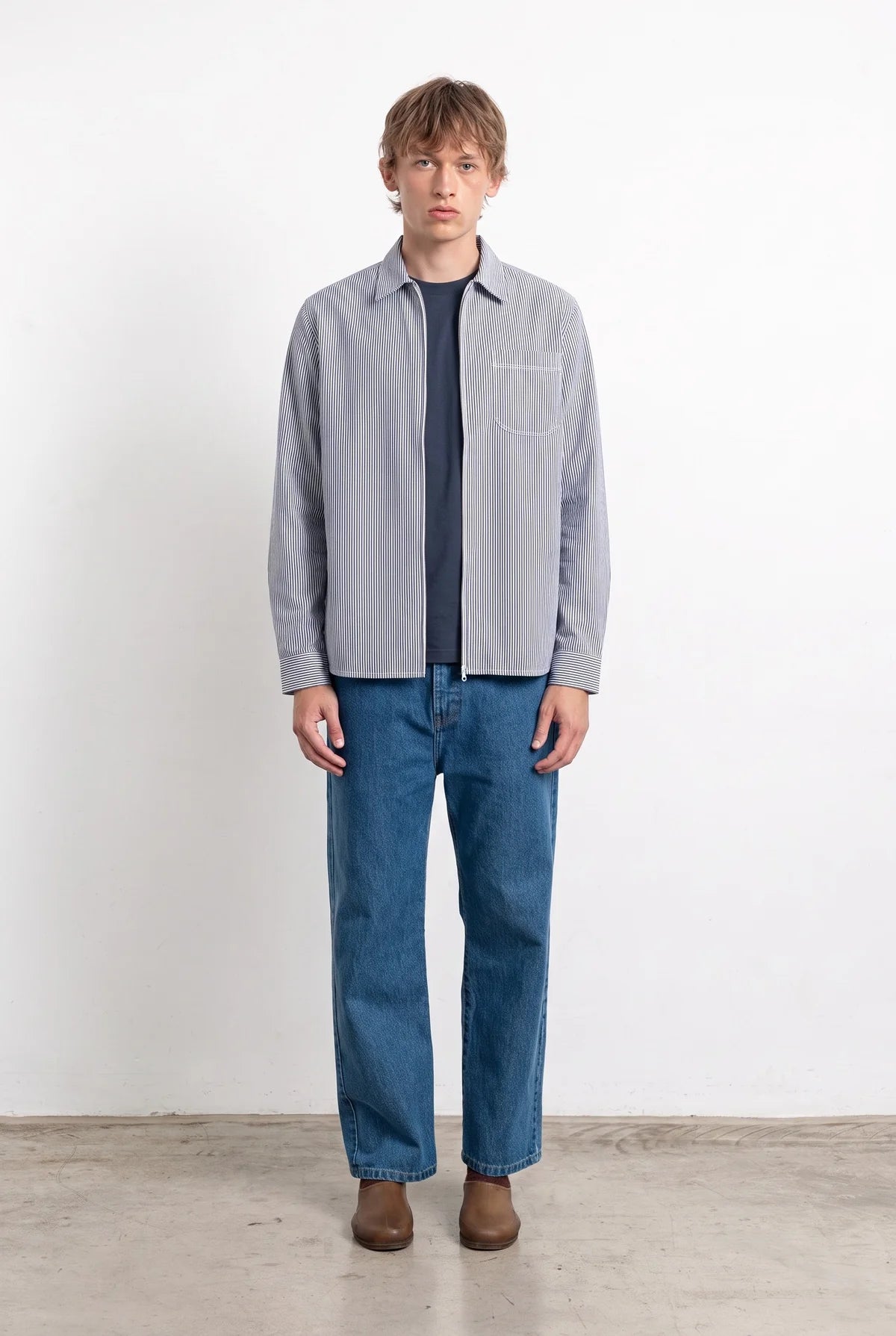 Tyne Zip Shirt Jacket — NAVY