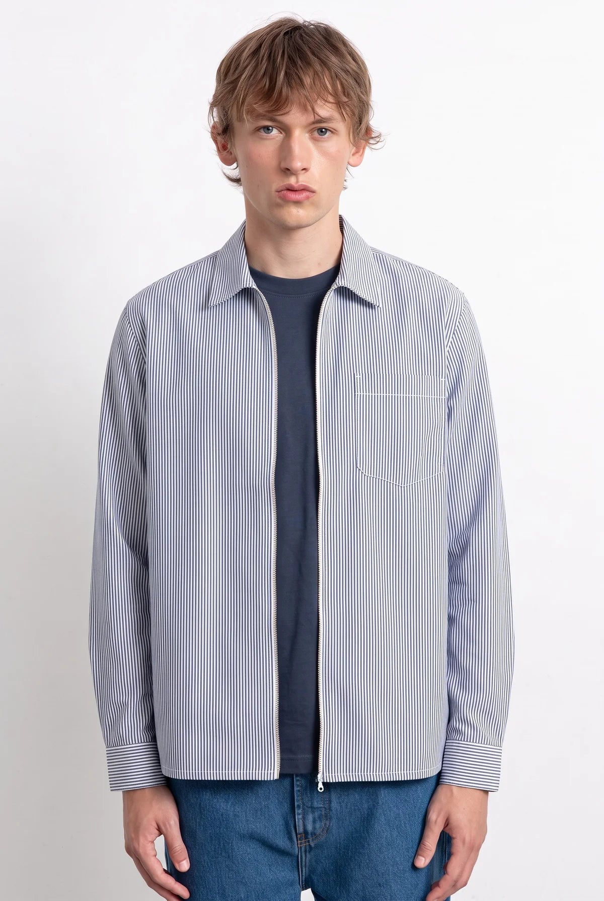 Tyne Zip Shirt Jacket — NAVY