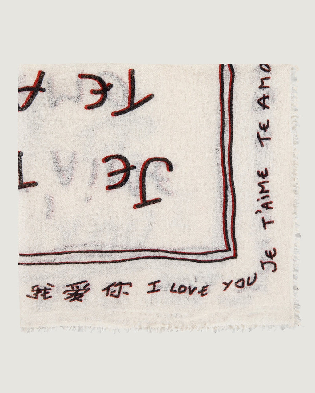 'Je t'aime' Bordaloue Cashmere Scarf — OFF WHITE