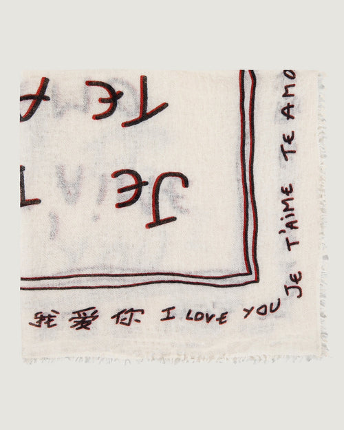 'Je t'aime' Bordaloue Cashmere Scarf — OFF WHITE