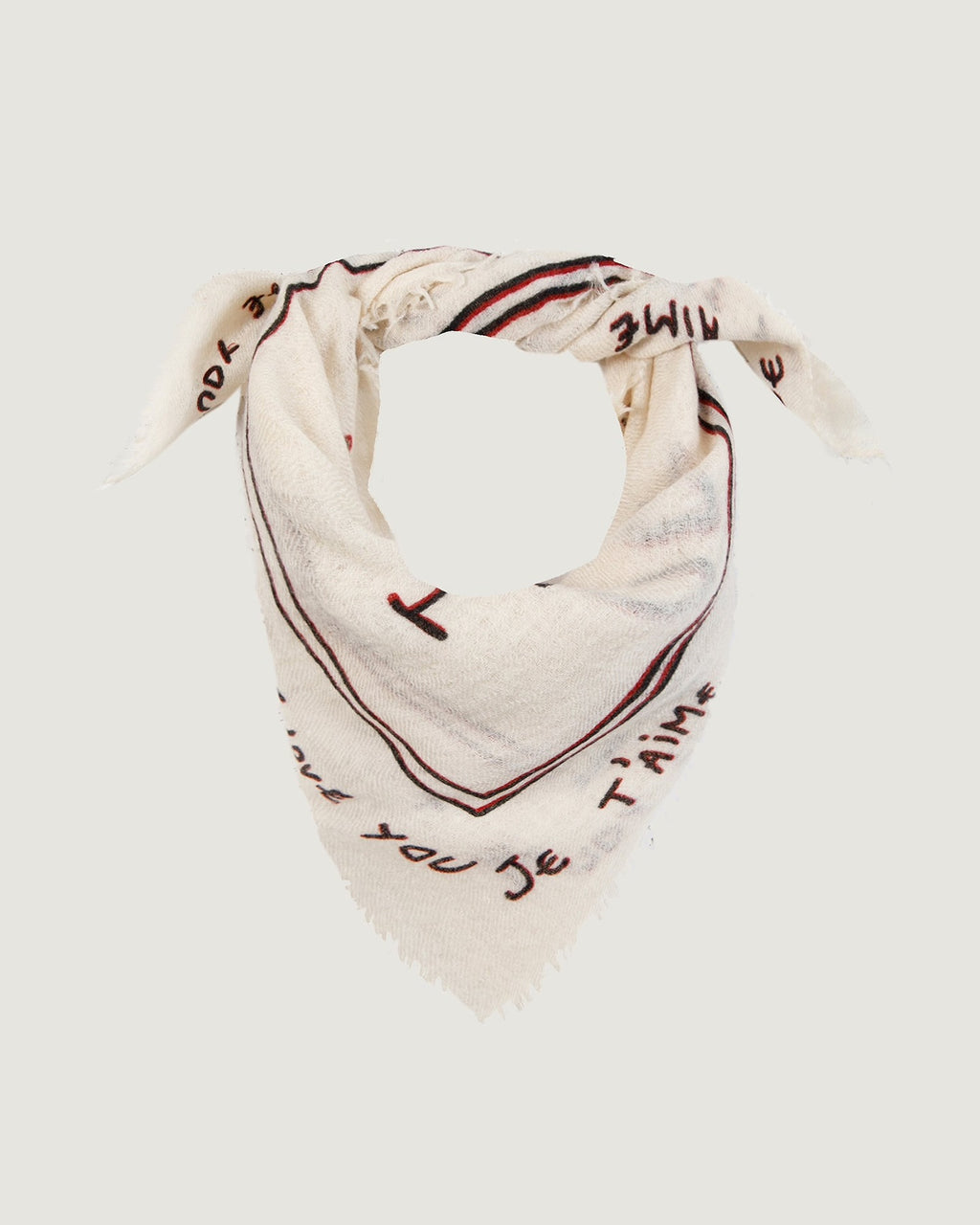 'Je t'aime' Bordaloue Cashmere Scarf — OFF WHITE
