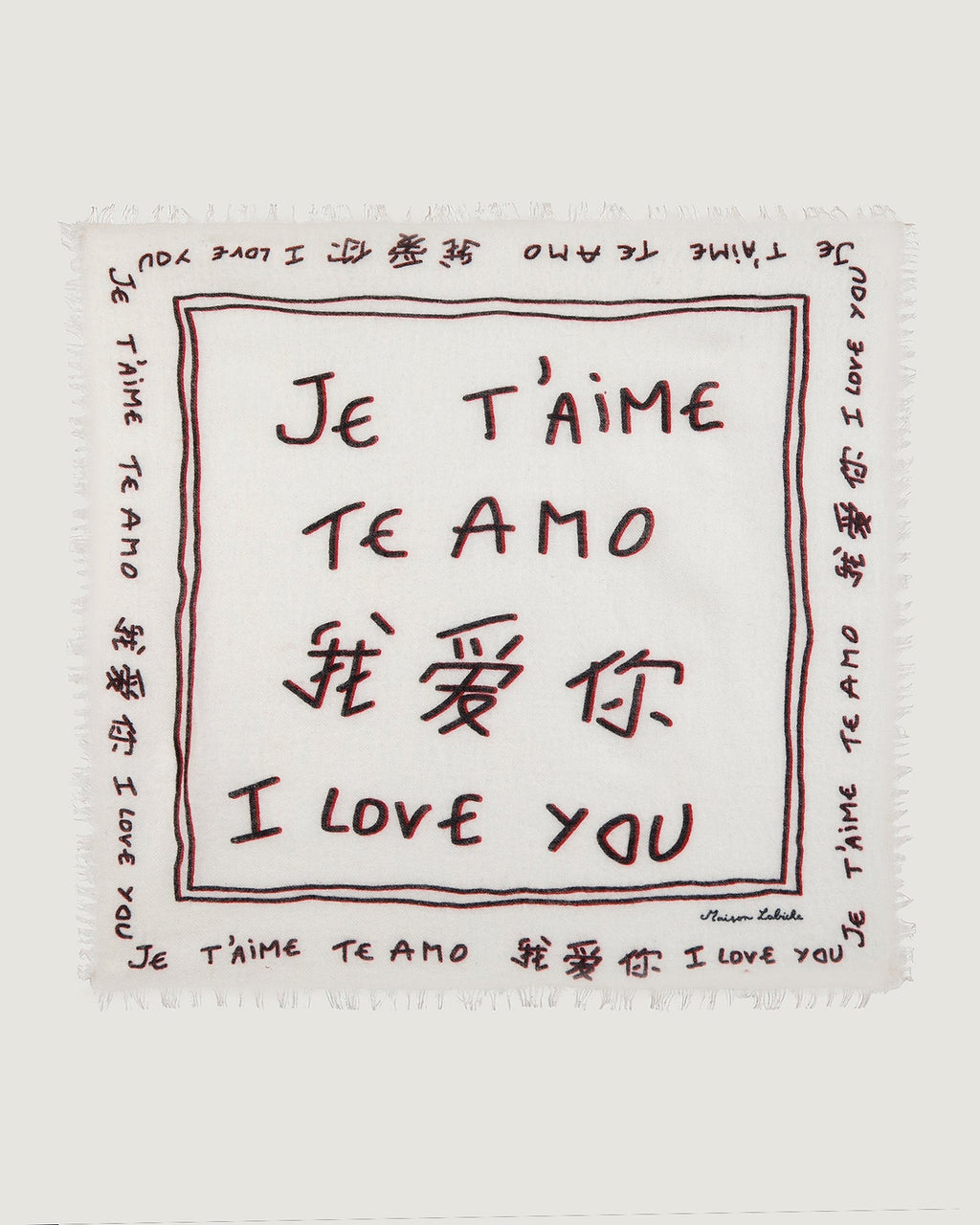 'Je t'aime' Bordaloue Cashmere Scarf — OFF WHITE