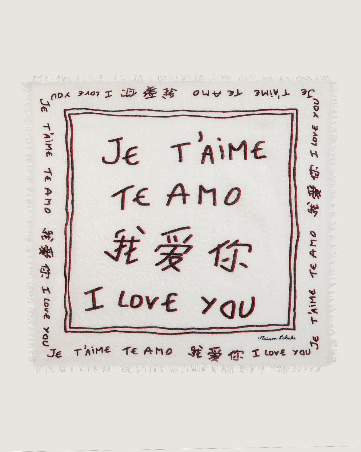 'Je t'aime' Bordaloue Cashmere Scarf — OFF WHITE