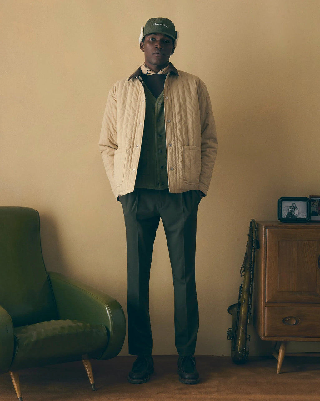 'Pelican' Sauffroy Quilted Nylon Jacket — SANDSTONE / PELICAN PRINT MULTI