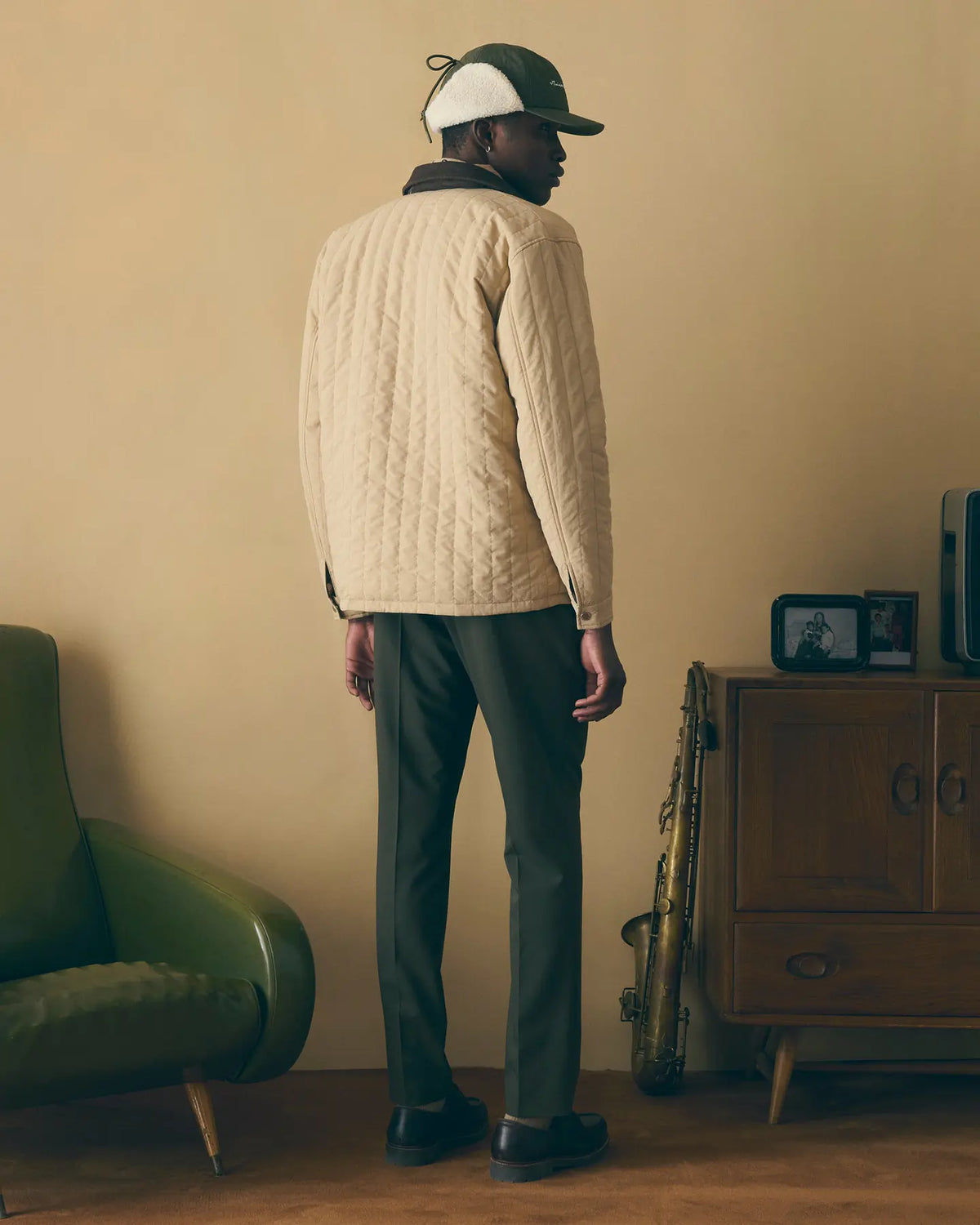 'Pelican' Sauffroy Quilted Nylon Jacket — SANDSTONE / PELICAN PRINT MULTI