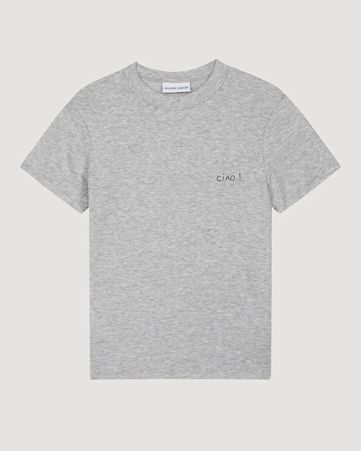 'Ciao' Combes Ribbed Tee  — HEATHER GREY