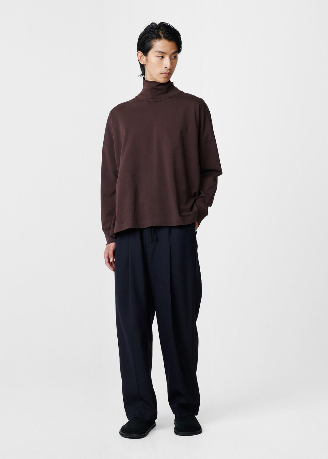 Area Mock Neck Shirt — CHOCOLATE