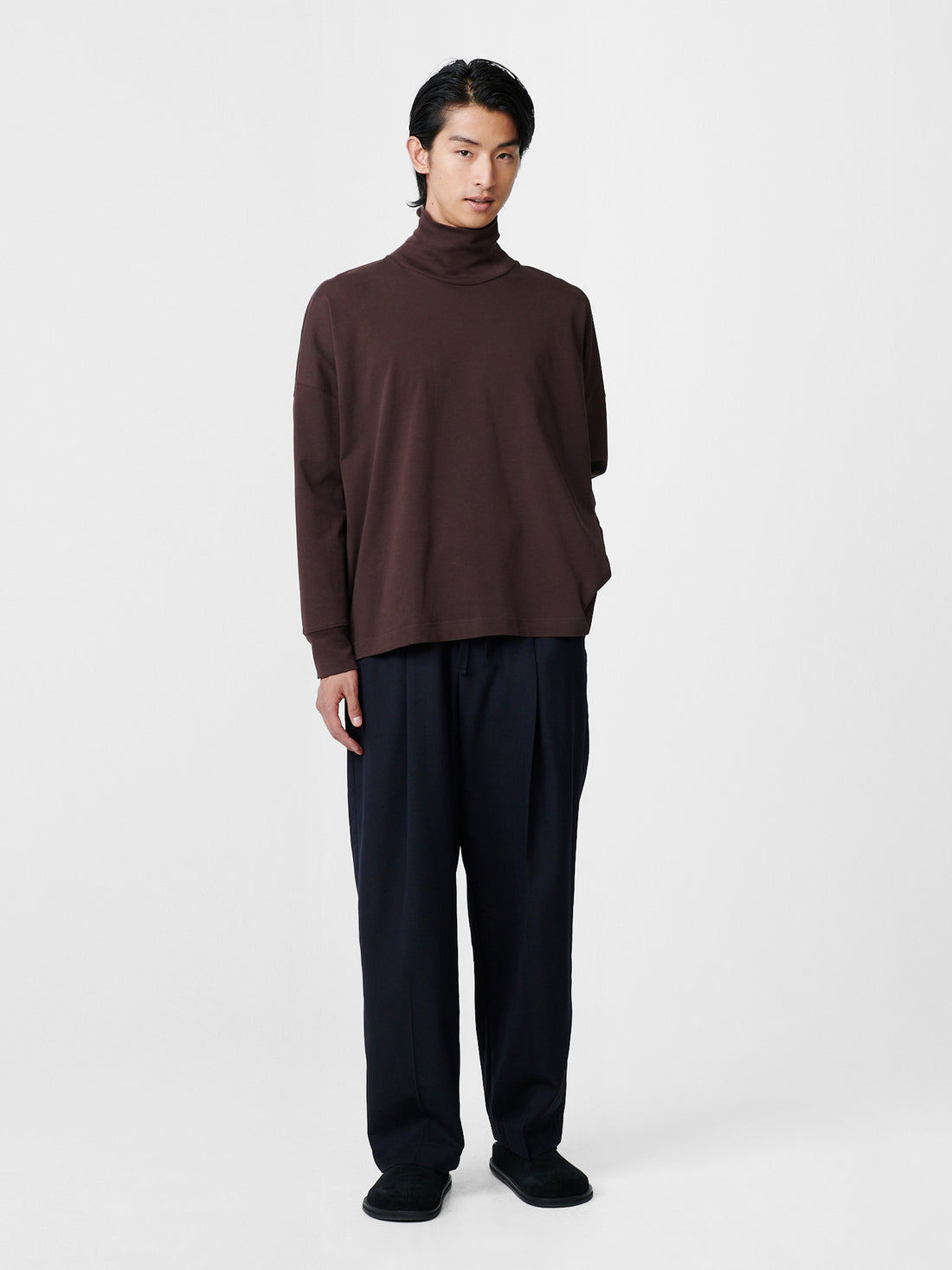 Area Mock Neck Shirt — CHOCOLATE