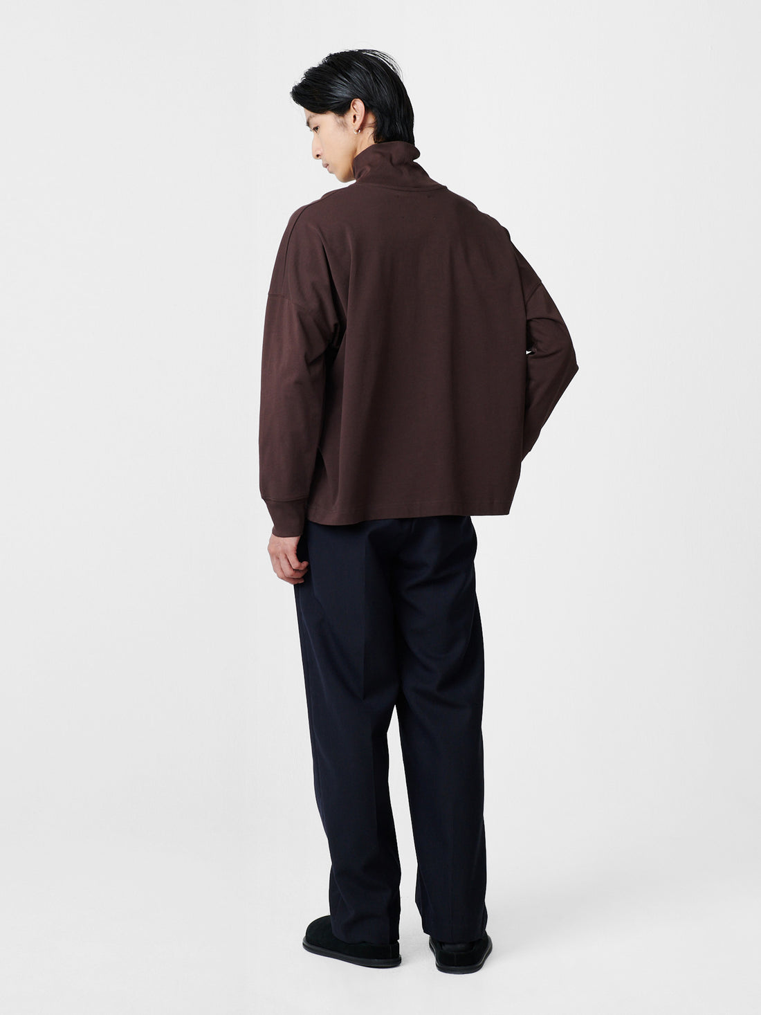 Area Mock Neck Shirt — CHOCOLATE