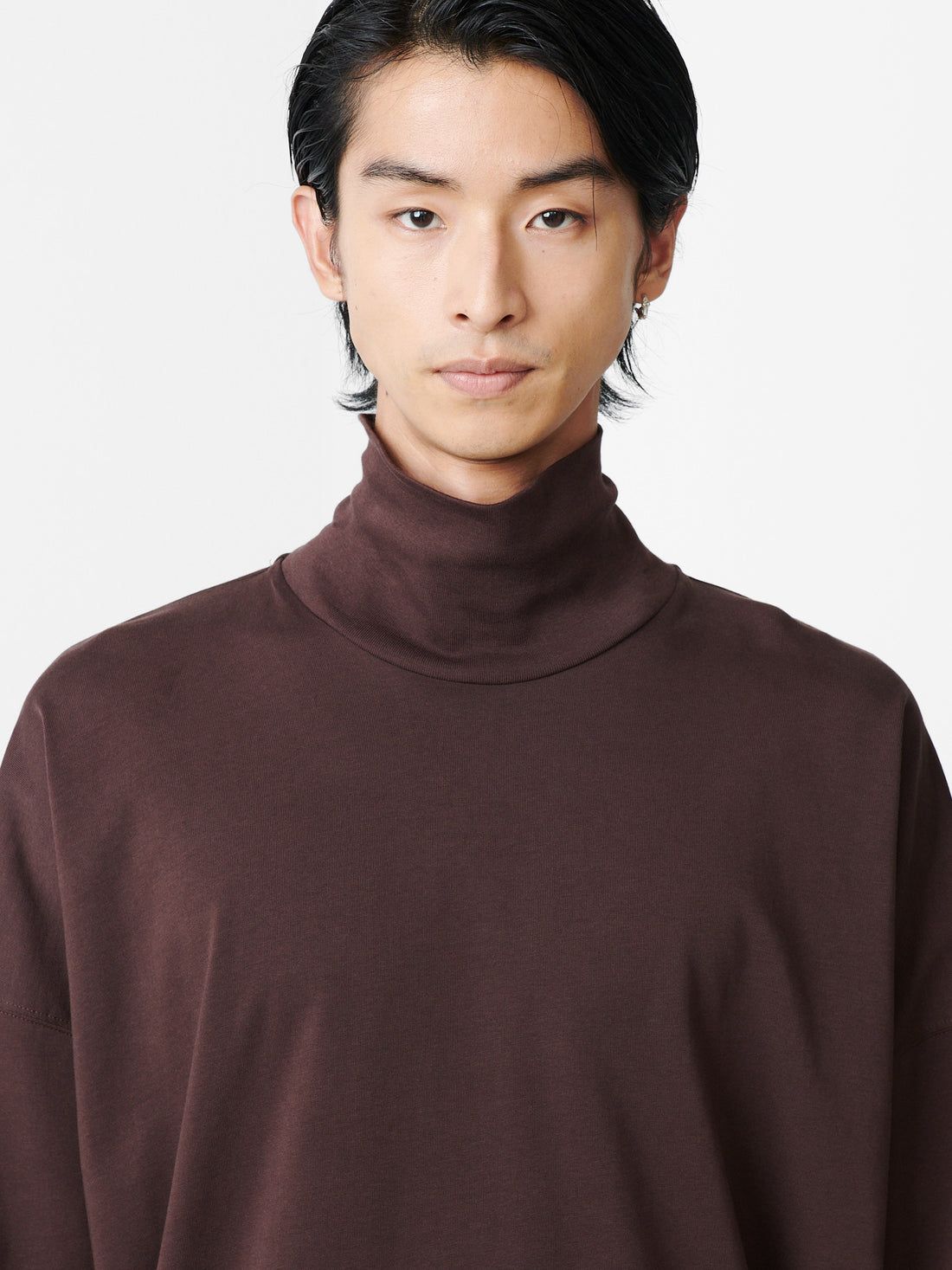 Area Mock Neck Shirt — CHOCOLATE