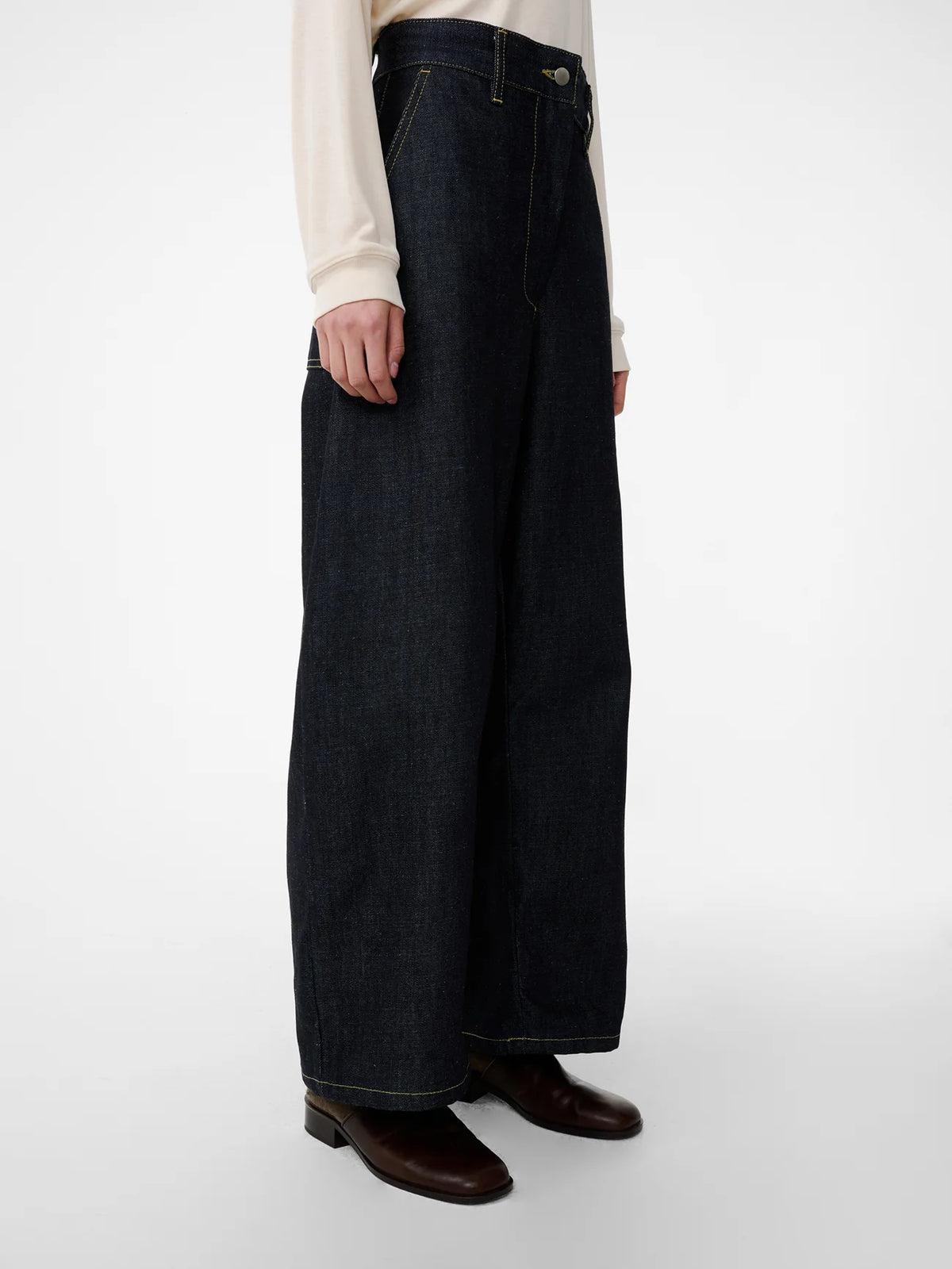 Chalco Wide Crop Denim Pant — RAW INDIGO
