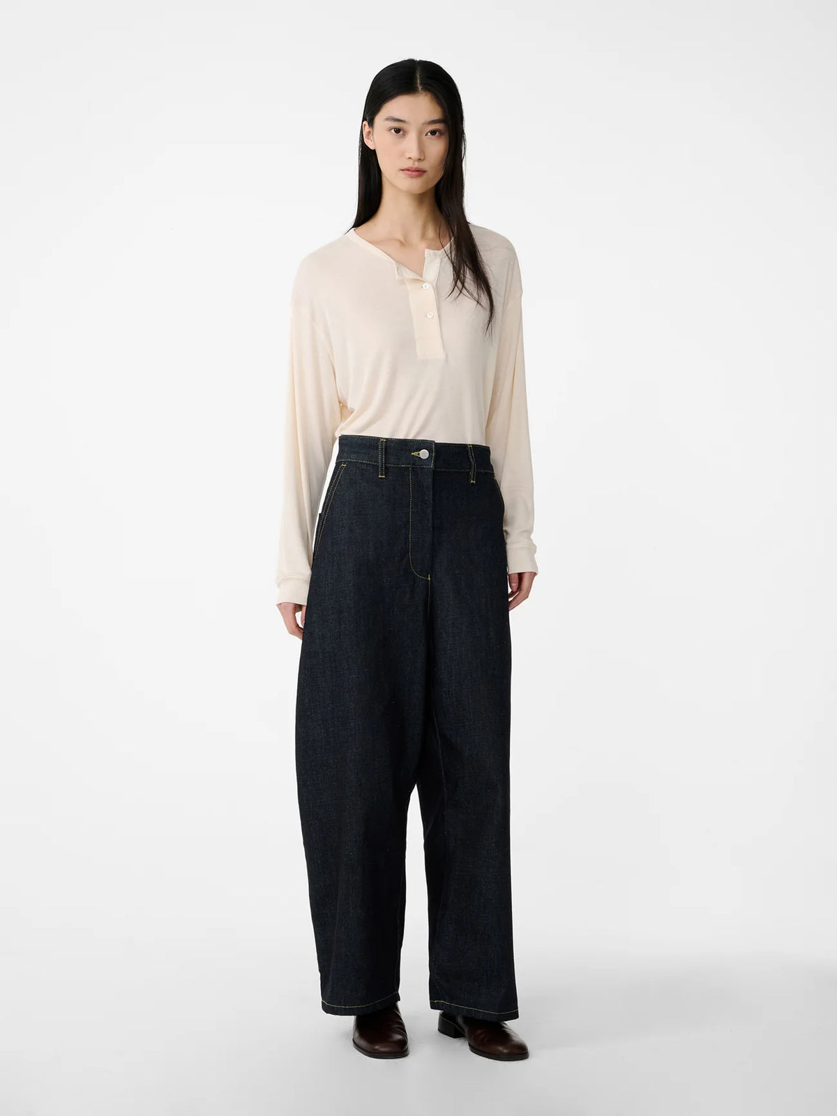 Chalco Wide Crop Denim Pant — RAW INDIGO