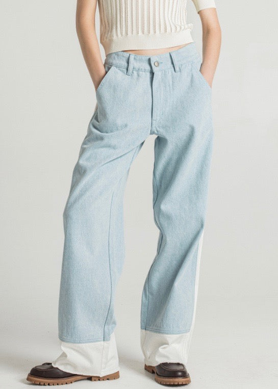 Pale Bicolor Denim Pants — DENIM