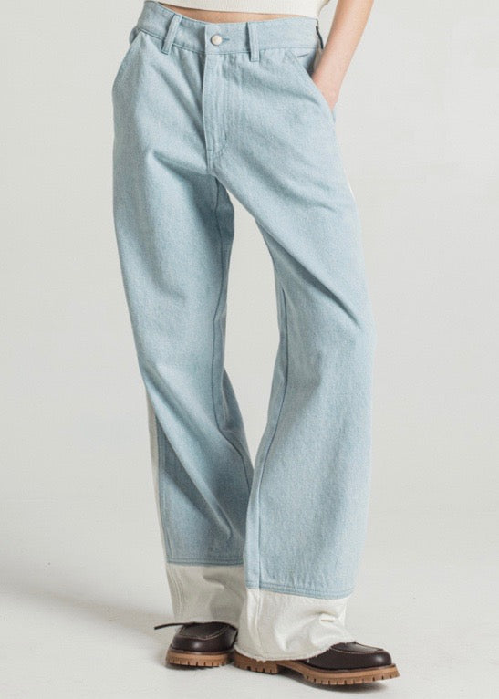 Pale Bicolor Denim Pants — DENIM