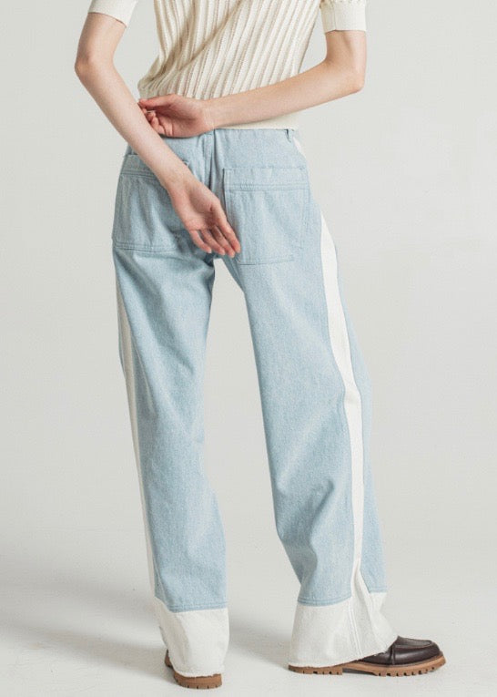 Pale Bicolor Denim Pants — DENIM