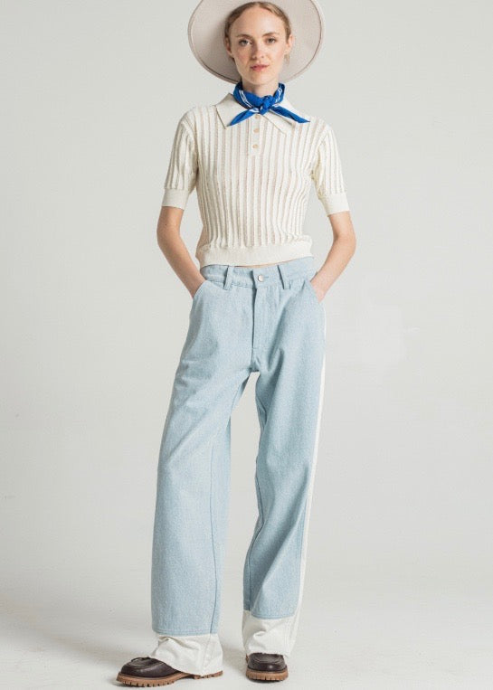 Pale Bicolor Denim Pants — DENIM