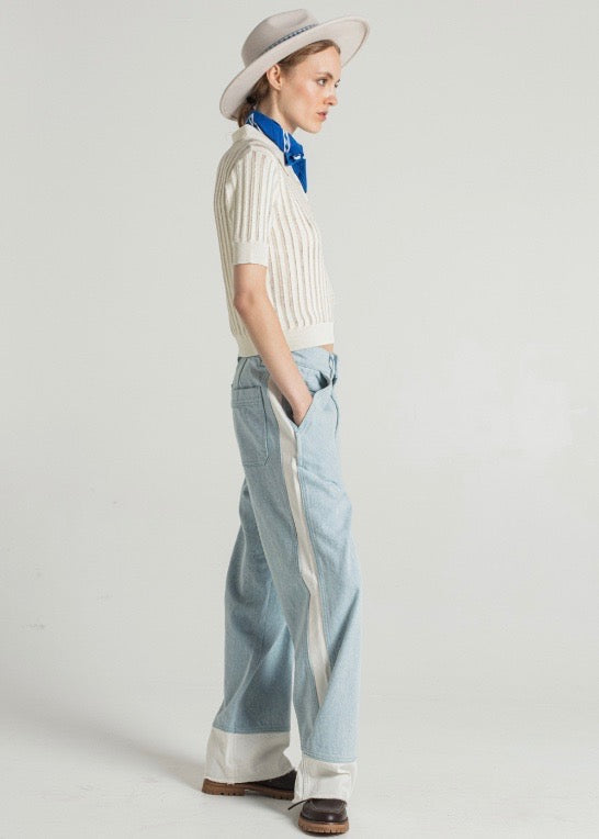 Pale Bicolor Denim Pants — DENIM