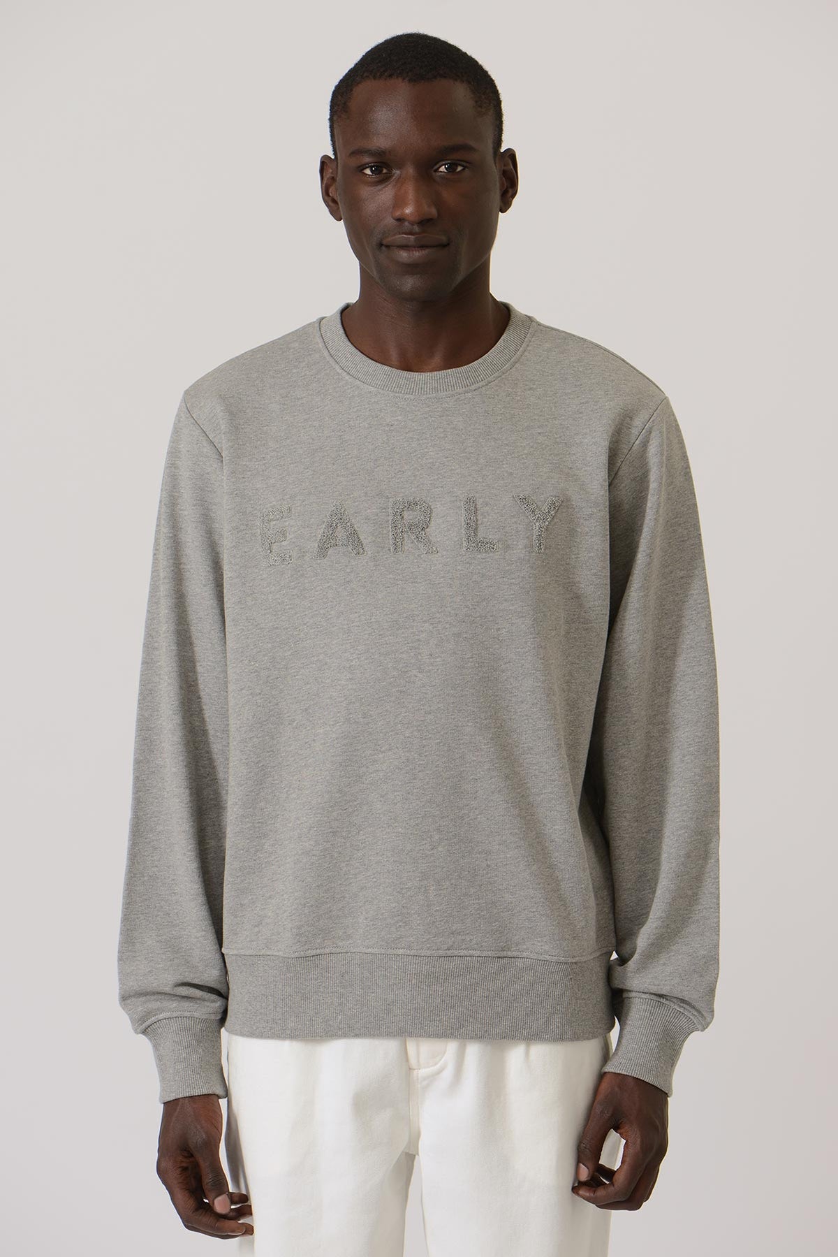 Early High-Stitch Logo Sweat — GREY