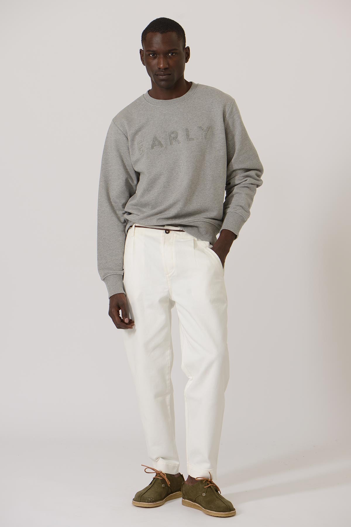 Early High-Stitch Logo Sweat — GREY