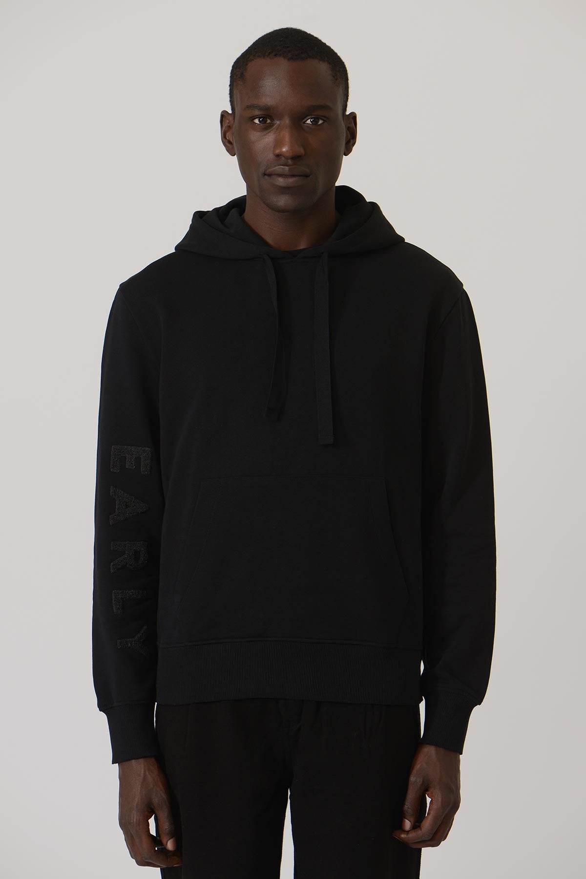 Early High-Stitch Logo Hoodie — BLACK