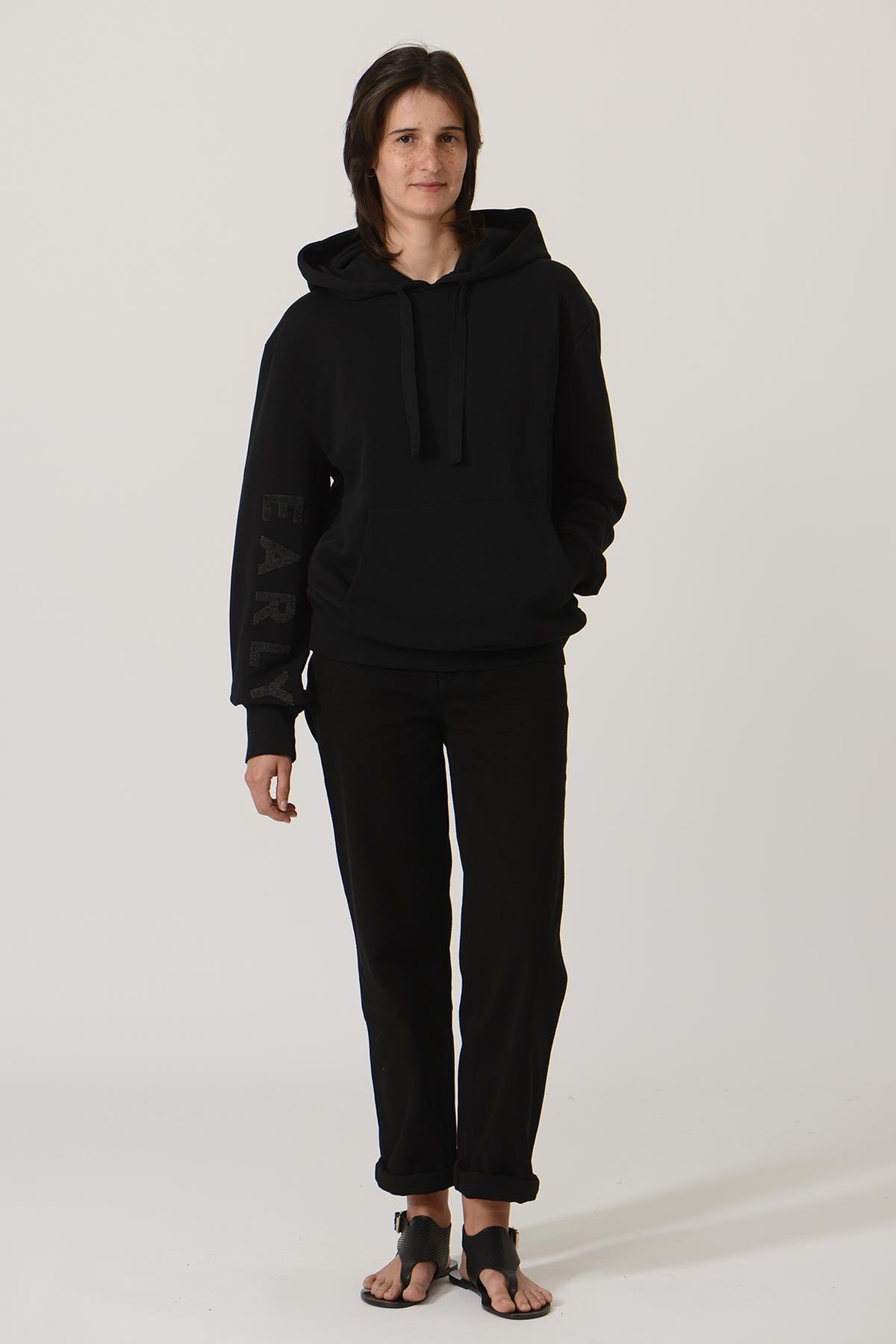 Early High-Stitch Logo Hoodie — BLACK