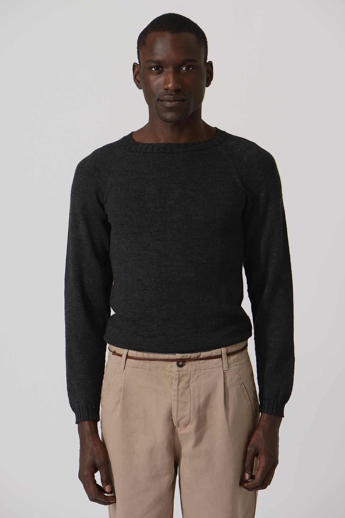 Raglan Knit LS Sweater — ANTHRACITE / BROWN / STARY NIGHT BLUE
