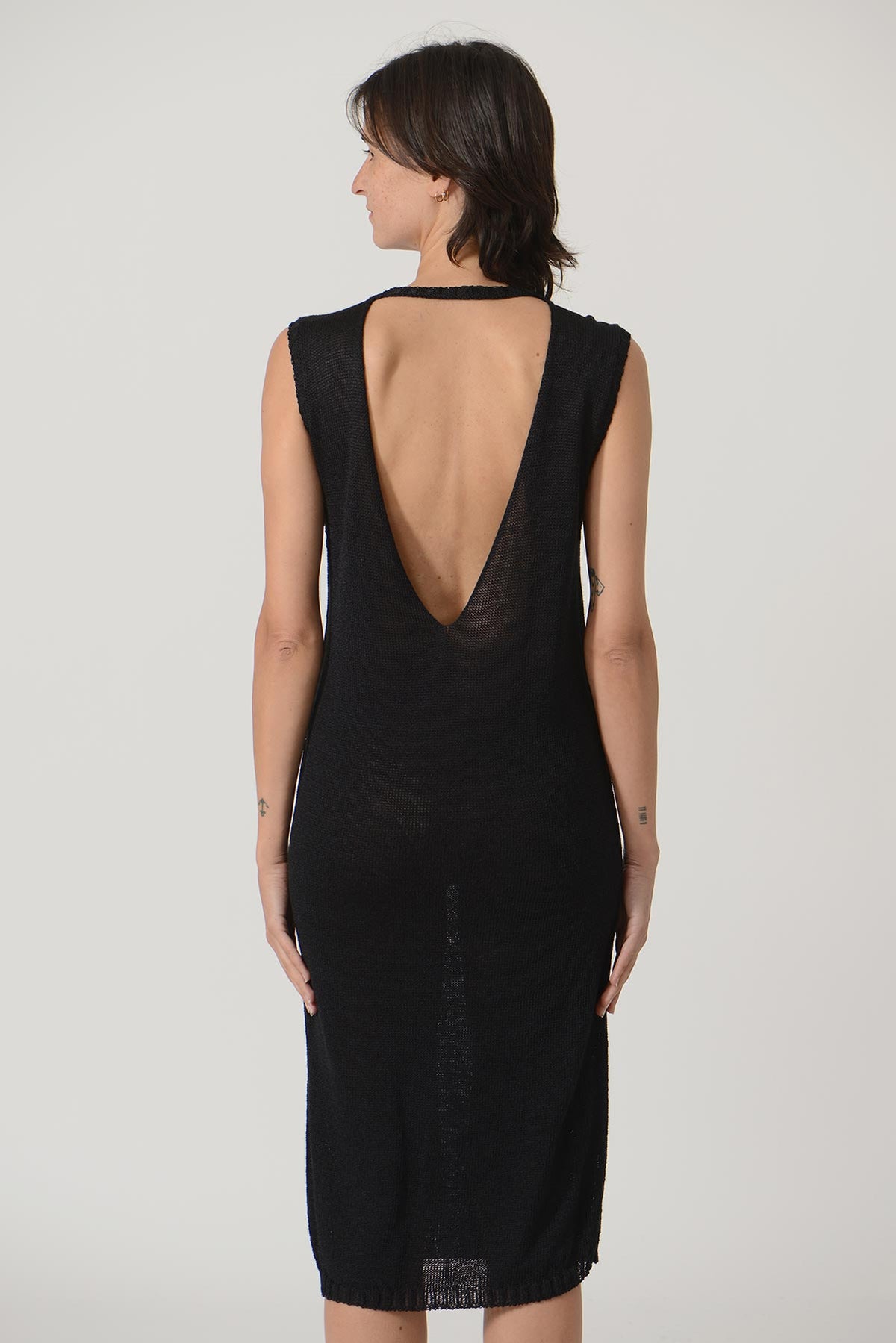 Backless See Through Knit Dress — BLACK / BLUE / MIDNIGHT BLUE