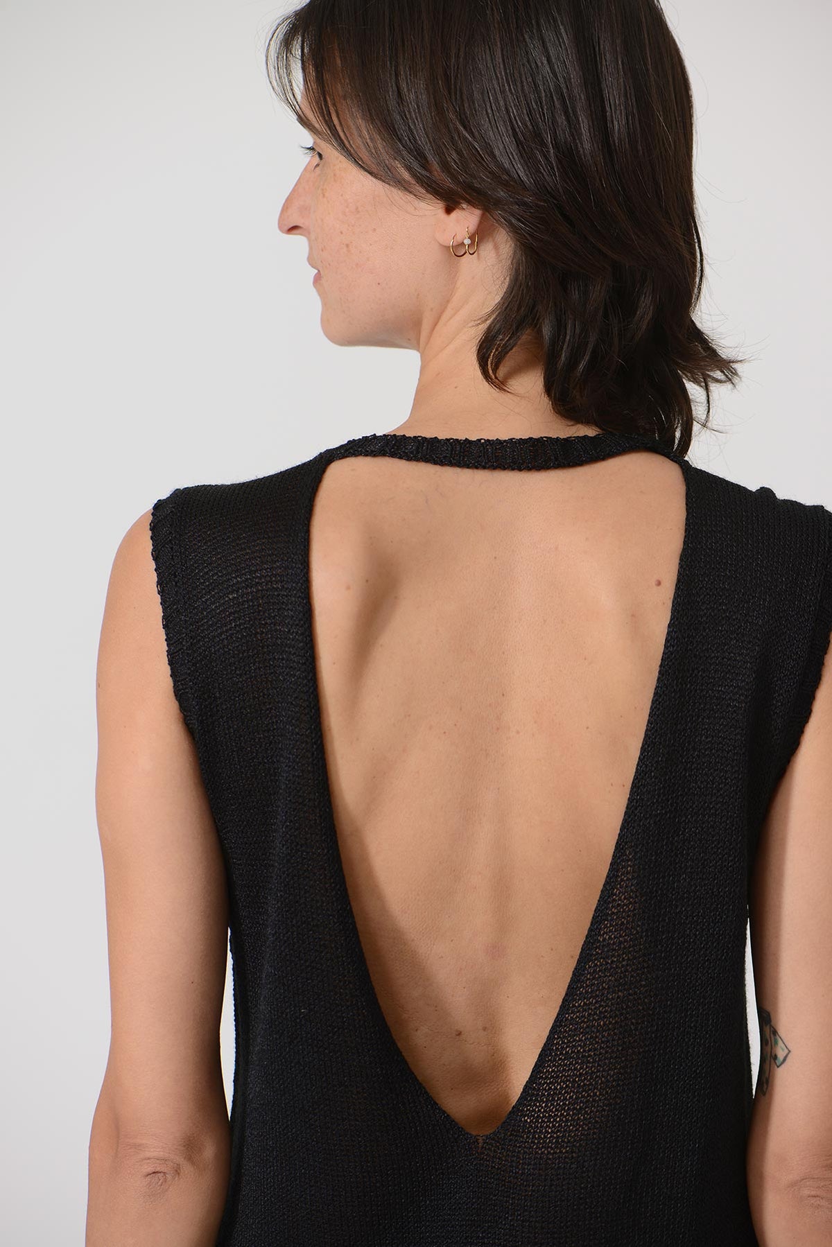 Backless See Through Knit Dress — BLACK / BLUE / MIDNIGHT BLUE