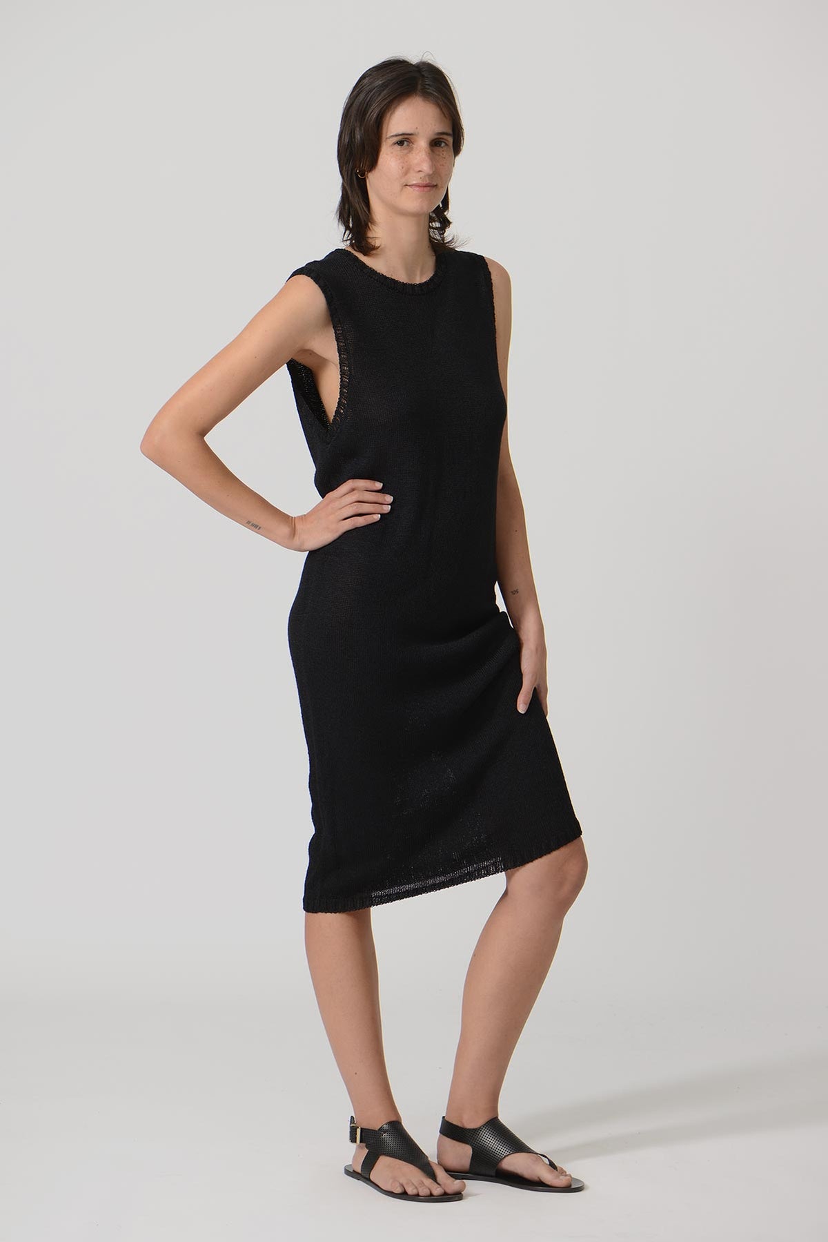 Backless See Through Knit Dress — BLACK / BLUE / MIDNIGHT BLUE