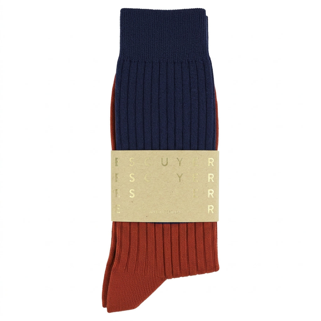 Men Colour Block Socks — NAVY / BRICK