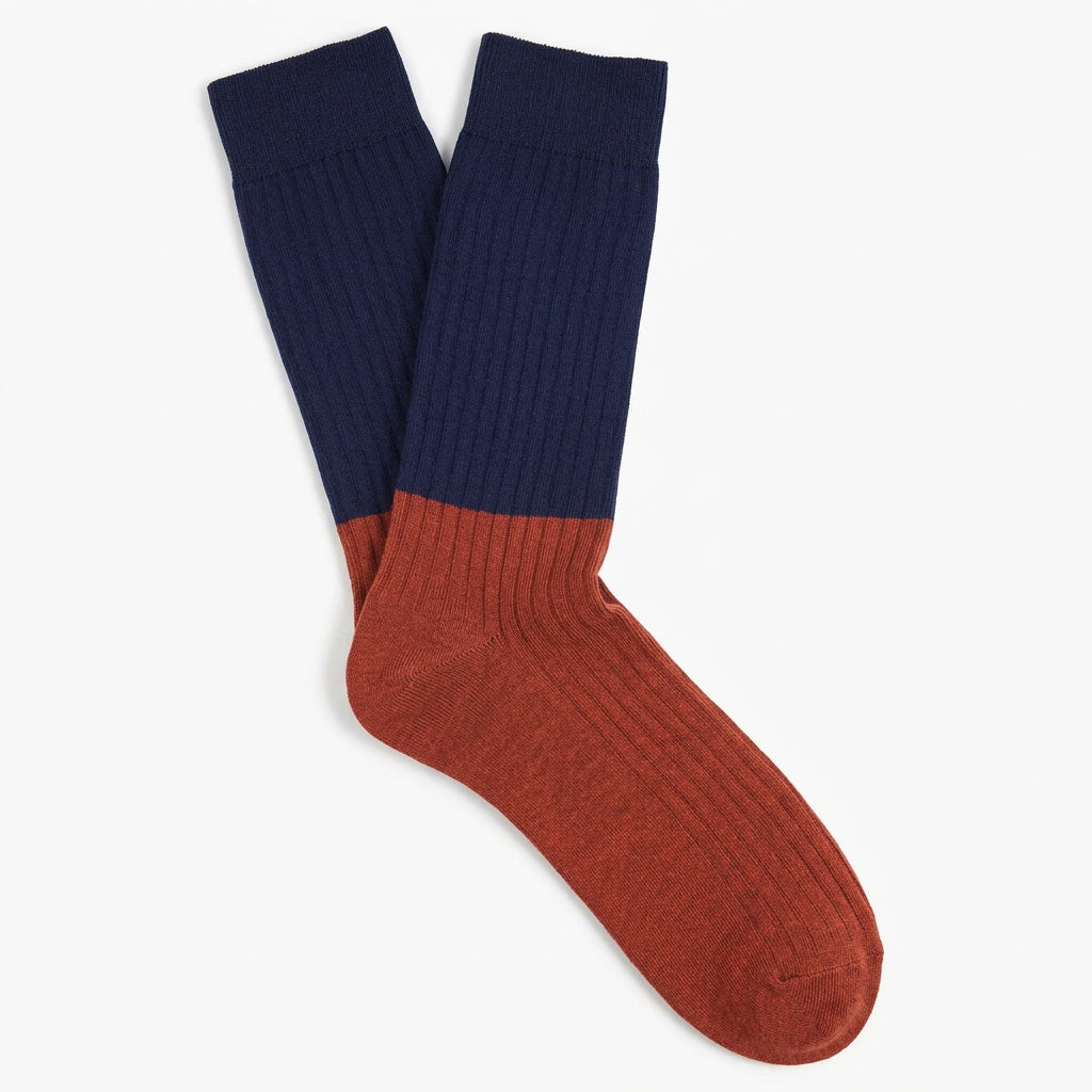 Men Colour Block Socks — NAVY / BRICK