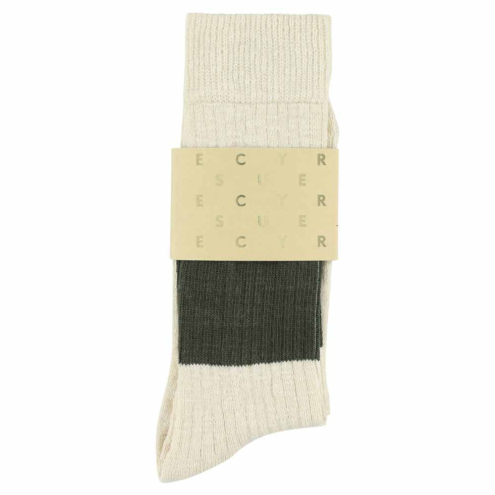 Melange Band Socks — ECRU / KHAKI