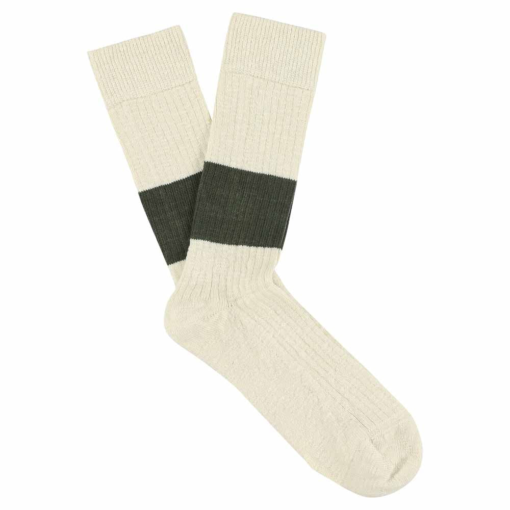 Melange Band Socks — ECRU / KHAKI