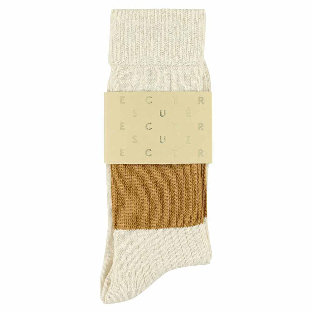 Melange Band Socks — ECRU / MUSTARD