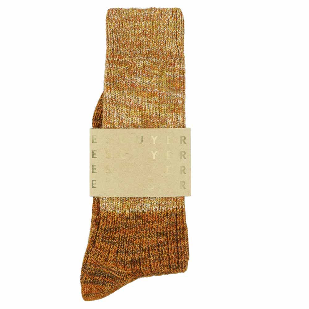 Melange Block Socks — MUSTARD / BROWN