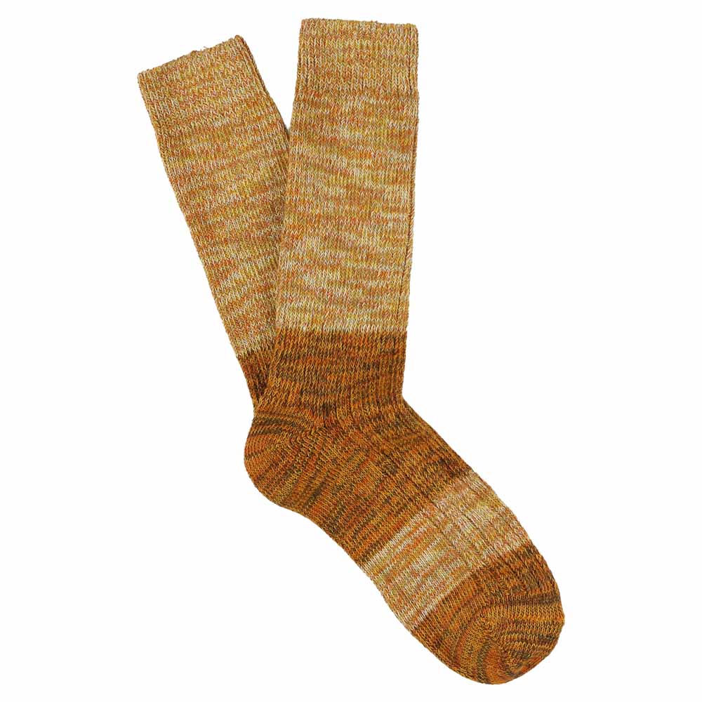 Melange Block Socks — MUSTARD / BROWN