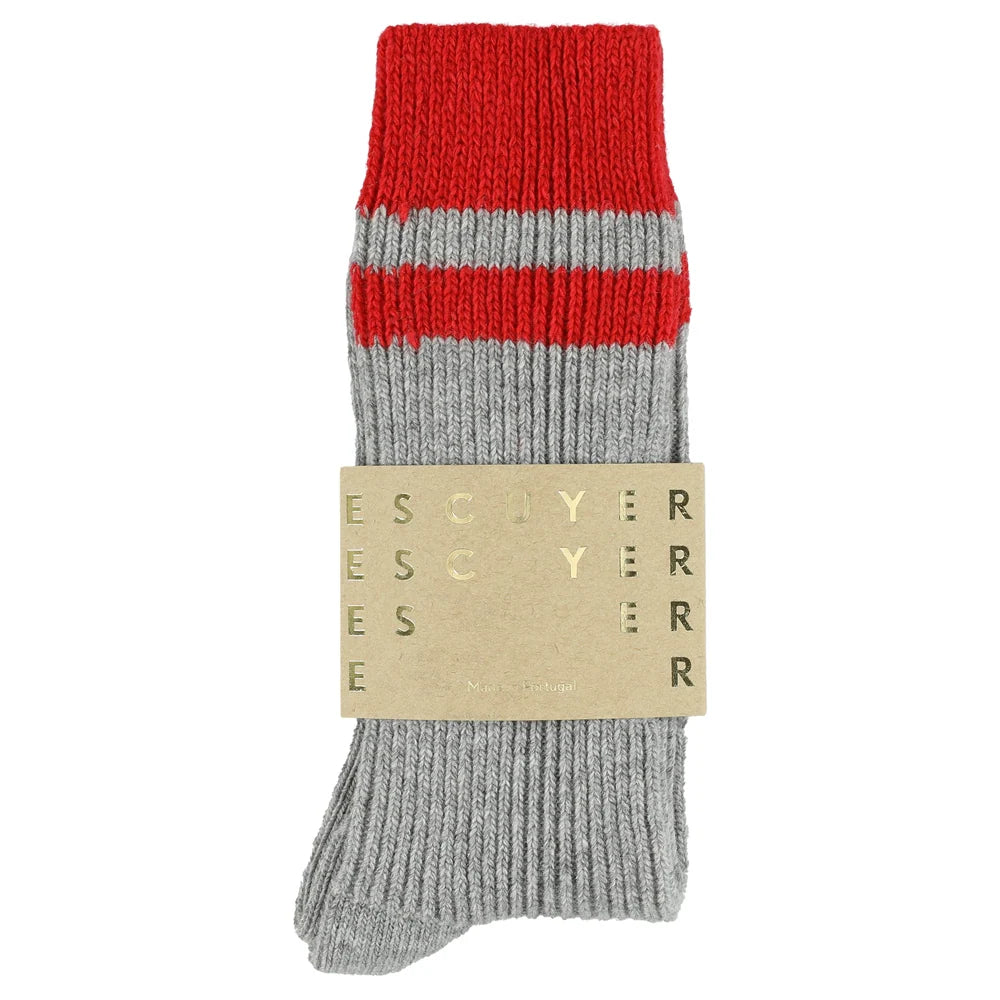 Cashmere Stripes Colour Socks — GREY / RED