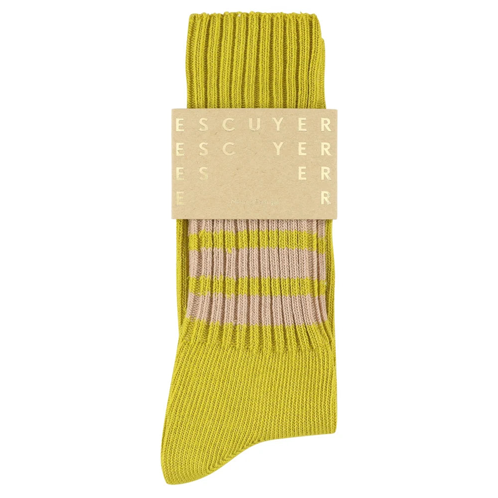 Men Crew Stripes Socks — YELLOW / PINK