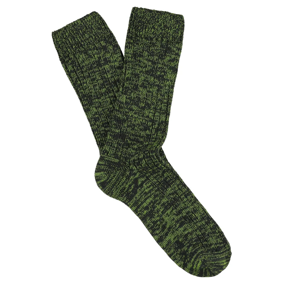 Melange Socks — OFF BLACK / GREEN FLASH
