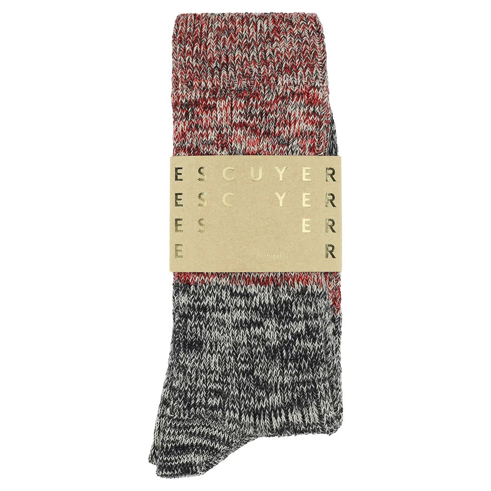 Melange Block Socks — NAVY / RED