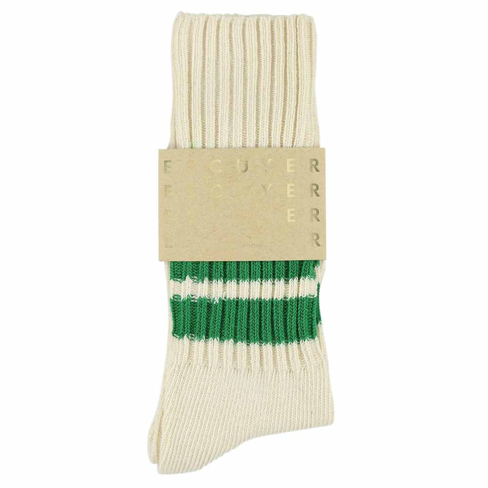 Men Crew Stripes Socks — ECRU / GREEN