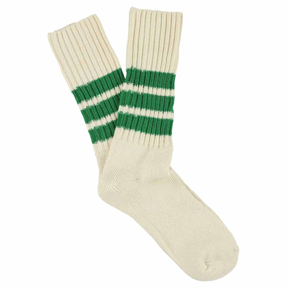 Men Crew Stripes Socks — ECRU / GREEN