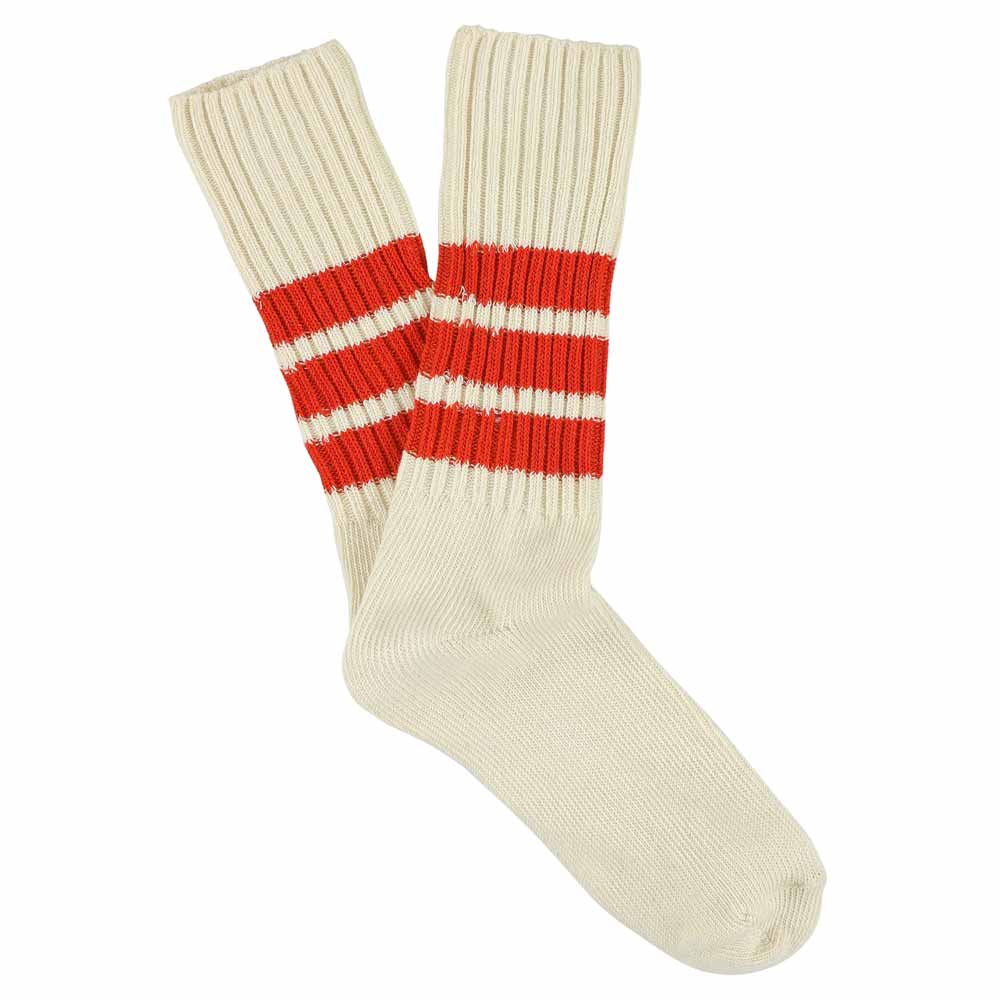 Men Crew Stripes Socks — ECRU / ORANGE